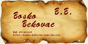 Boško Bekovac vizit kartica